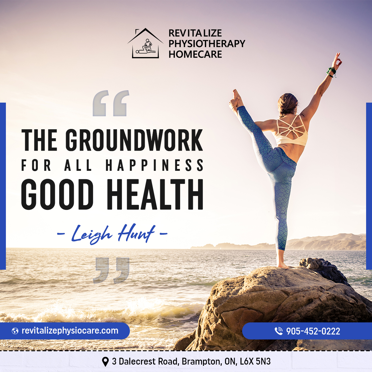 There's a lot of truth to the idea that good health is the foundation for happiness.

#RevitalizePhysiocare #healthfirst #mobilephysiotherapy #mississauga #brampton #bramptonphysiotherapist #physiotherapyathome #physiotherapy #wellness #healthfirst