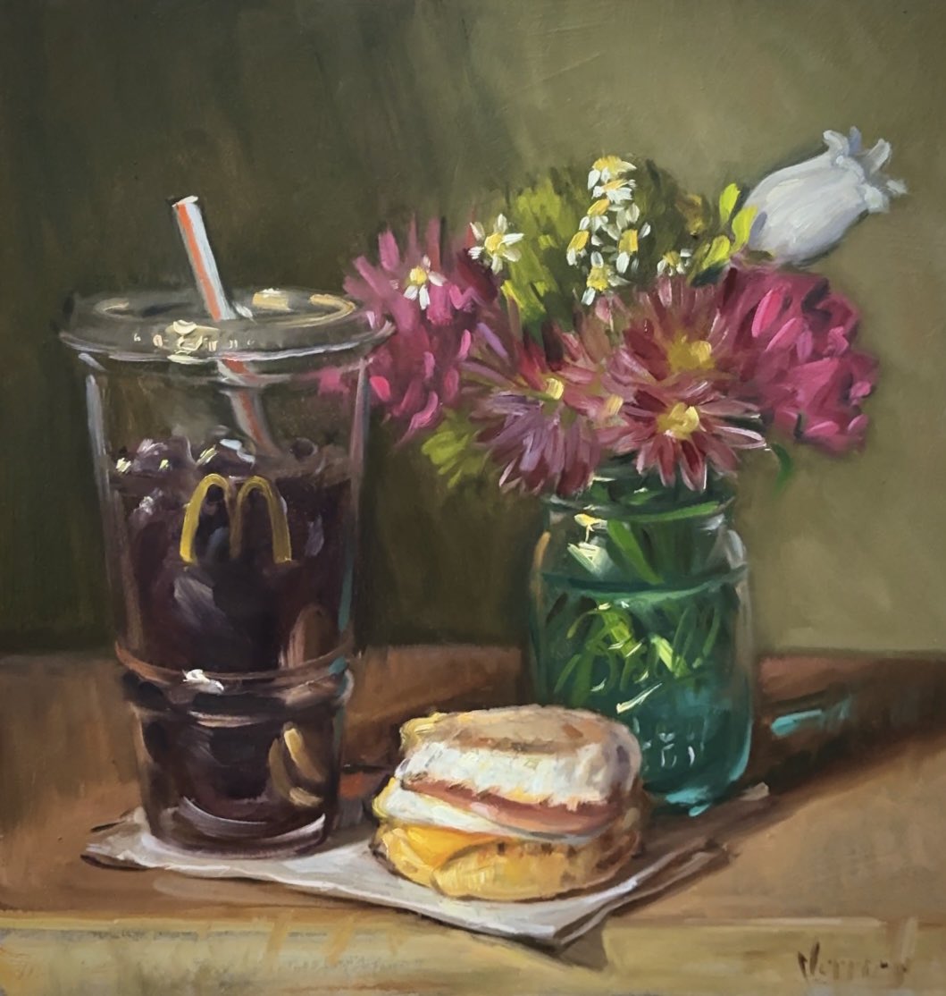 My oil painting of McDonald’s Egg McMuffin