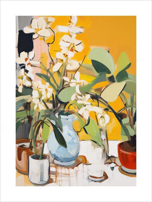 Nature’s palette at play! Adorn your walls with this exquisite orchid painting and let the fusion of warm yellows and cool blues uplift your spirits. 🌿 

#UltimaPrint #poster #print #ArtisticExpression #VibrantVase #DecorInspo
