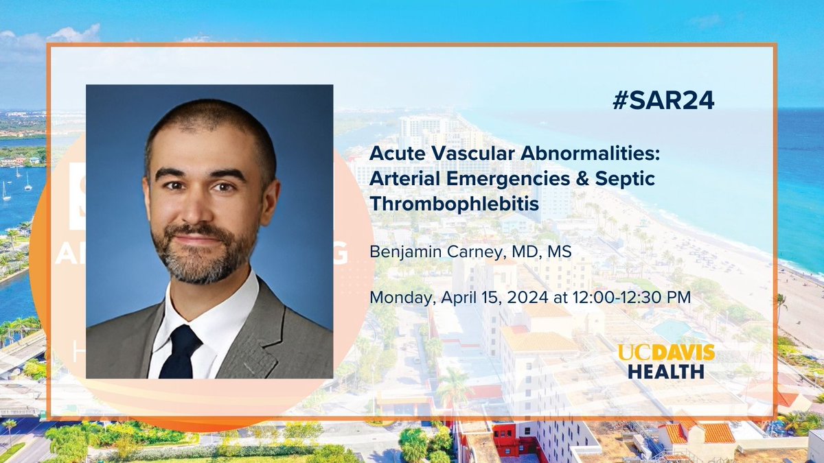 Make sure to check out @UCDRadiology's Dr. Benjamin Carney's presentation on acute vascular abnormalities today at #SAR24! @SocietyAbdRad