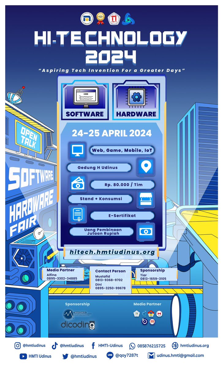 hmtiudinus's tweet photo. @infolomba_indo 
🙋‍♀HALO SOBAT TECHNOLOGY🙋‍♂

💰Developer Software &amp; Hardware Fair : 80K /team
💰Pengunjung Software &amp; Hardware Fair : Gratis
💰Opentalk X AppleAcademy : Gratis

🧾 Pendaftaran :
https://t.co/oegmJbd0w7
*Dapatkan cashback spesial untuk pendaftar tercepat😍* https://t.co/BXStx11CtP