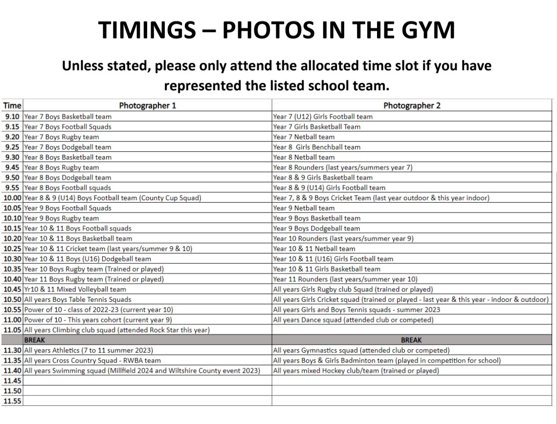 Term 4 starts with 📸 team photos this Friday 📸- all info shared via email with parents on Monday. All pupils representing RWBA in a team or sport are permitted to attend school in PE kit on Friday. These photos are reflective of terms 5&6 last year & this years terms 1-4.