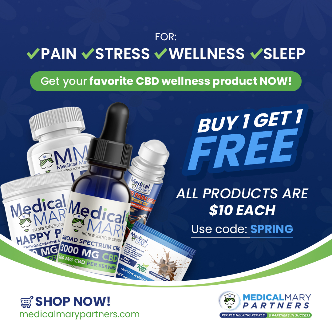 MedicalMaryCBD's tweet photo. Stock up on your favorites without breaking the bank - all products are just $10 each, and with Buy 1 Get 1 FREE, there's no better time to indulge in self-care! 📷Use code SPRING at checkout. Shop now at https://t.co/ebscDLaH5N #CBDRelief #StressFreeLiving #WellnessJourney https://t.co/8B5KEWbYvq