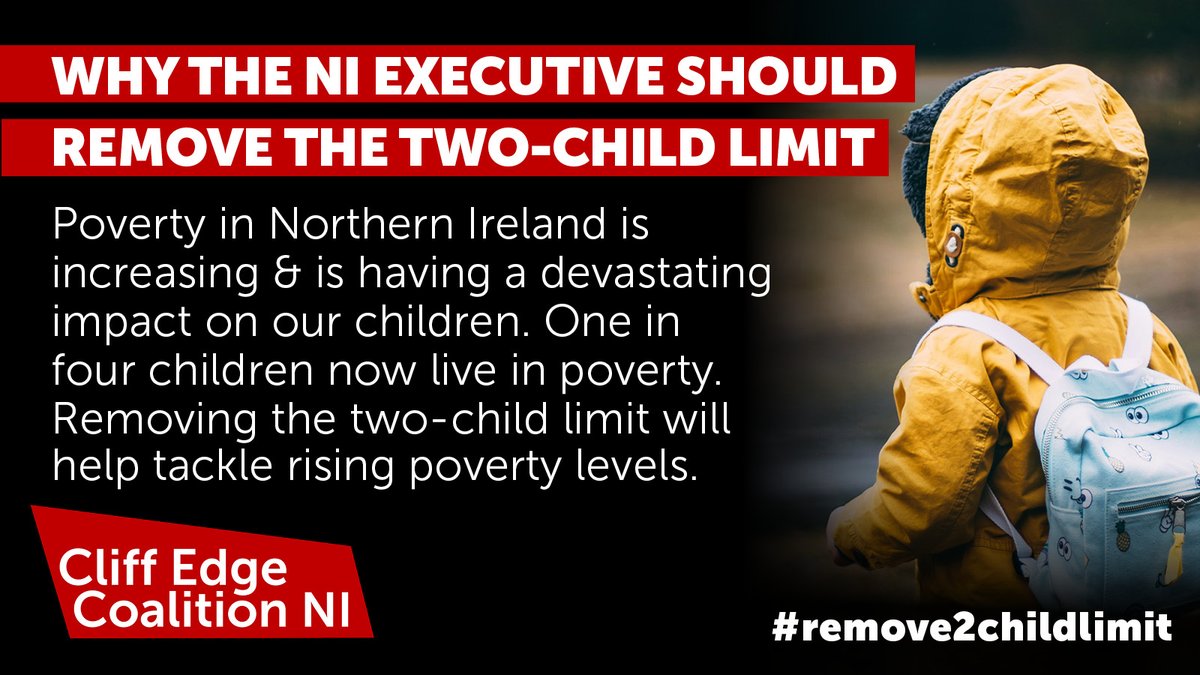 Representatives from Cliff Edge will be at Stormont tomorrow. We encourage all MLAs to support the Opposition Day motion to remove the two-child limit. This policy is a key contributor to rising rates of child poverty in Northern Ireland. #remove2childlimit #fightpoverty