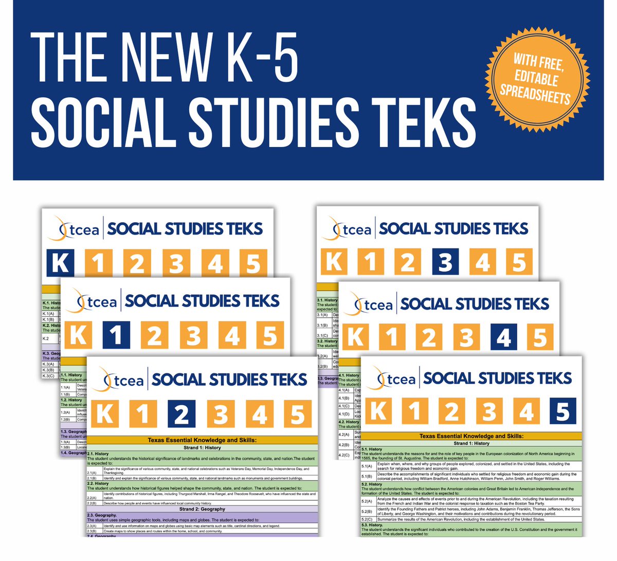 We’re back with more editable #TEKS and “I can” statement spreadsheets for the new K-5 #SocialStudies TEKS!

sbee.link/pyantqvu7w  @EmilyforEdu 
#txed #sschat #edutwitter