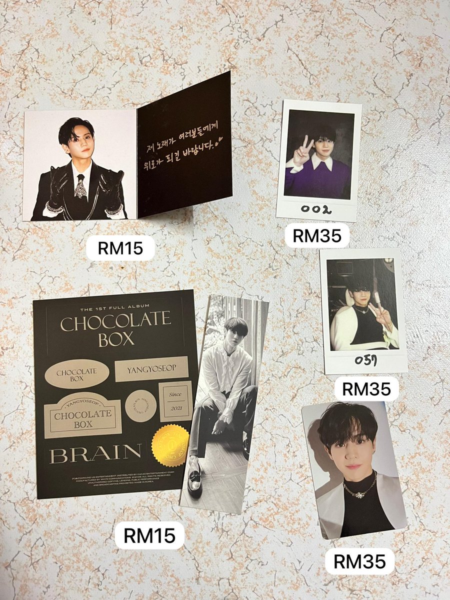 KaizoIsLyfe's tweet photo. @pasarHighlight WTS yoseob's chocolate box inclusion - Dark Version. 

Reason: saya tak kumpul pc and pakai main letak jek all of this in the album. Sayang pula bila fikir. Harga in the picture. Kalau berminat boleh comment or dm ✌🏻 

@pasarHighlight #pasarhighlight #yys #YANGYOSEOP https://t.co/QnJvKd7qKu