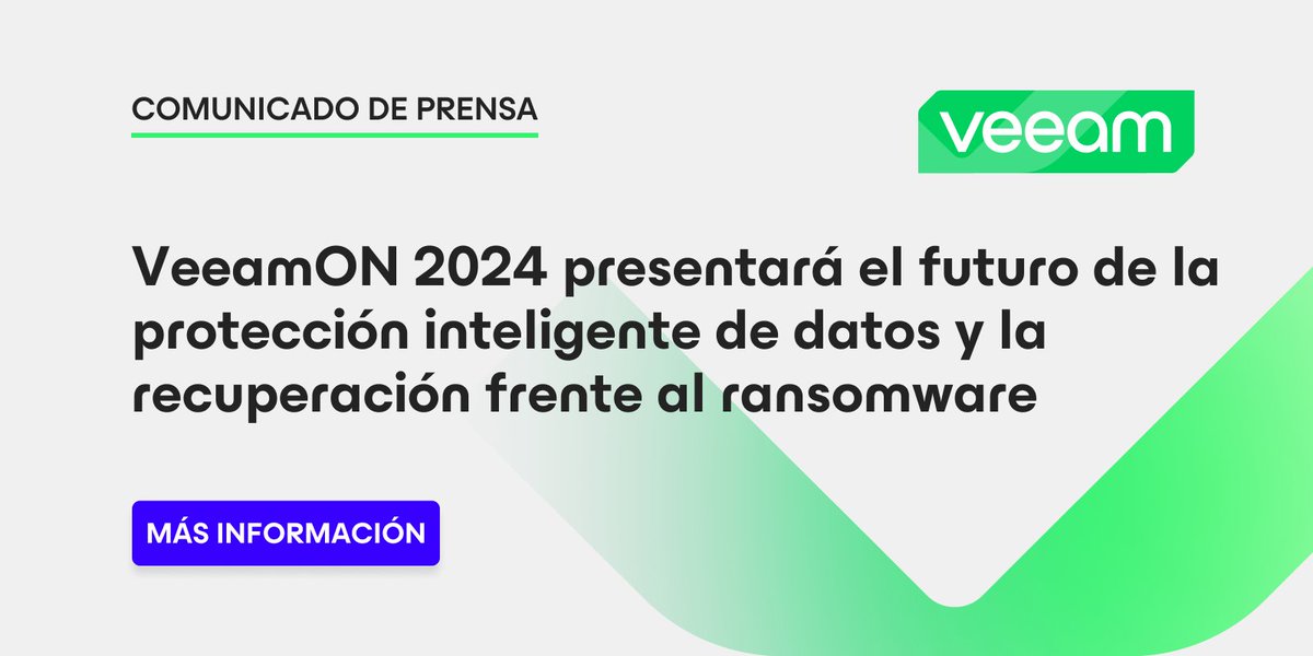 [NOTICIAS] Ahora en su décimo año, #VeeamON 2024 presentará el futuro de la #ProtecciónDeDatos inteligente y la recuperación ante #Ransomware. Obtenga un avance exclusivo de lo que puede esperar en el evento.
bit.ly/3vPd44n