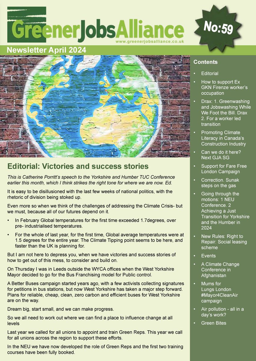 GJA Newsletter #59 is out now, packed with news stories opinion and information on all aspects of climate and jobs. greenerjobsalliance.co.uk/wp-content/upl…