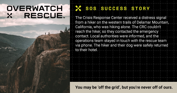 Quick thinking and #Teamwork saved the day! Our #CrisisResponse Center sprang into action, connecting with an emergency contact to rescue a hiker and their furry friend stranded in the rugged wilderness of Delamar Mountain, California. View more at: overwatchxrescue.com/rescue-stories/