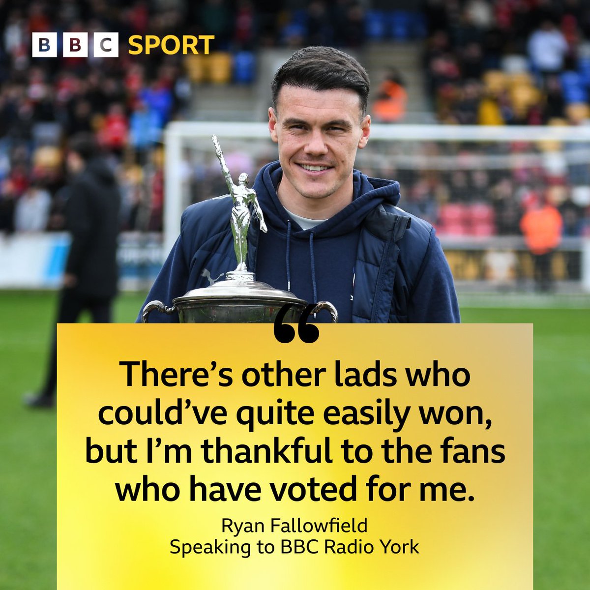 🗣 'It is a huge honour.'

⚽️ @YorkCityFC Clubman of the Year 2024 Ryan Fallowfield speaks to @BBCYork about winning the award.

🤔 And will he be switching to centre back permanently now?

👉 bbc.co.uk/sounds/play/p0…

#ycfc | #BBCFootball