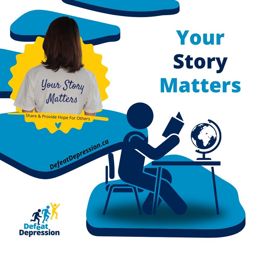 Every journey through #depression is unique, but your story has the power to inspire hope on the path for others. Your voice matters. Your story matters. 🩵 🏃‍♀️Register or sign up to get moving for #mentalhealth: defeatdepression.ca #DefeatDepression #YourStoryMatters