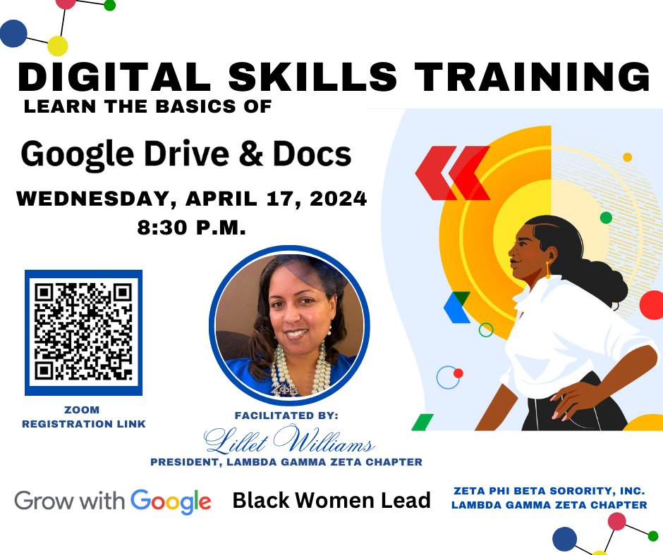 Join us on April 17th for a virtual masterclass in the essentials. Learn how to manage the basics of Google Drive and Google Docs. 

Register:
us06web.zoom.us/meeting/regist…

#GrowWithGoogle #BlackWomenLead #LGZHoco #ΖΦΒ #ZPhiB #ZPhiB1920 #ZetaPhiBeta #ZPhiBMaryland #MarylandZetas