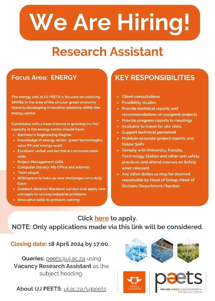 UJ is hiring a Research Assistant.

Apply online: 
docs.google.com/forms/d/e/1FAI…
Closing Date : 18 April 2024