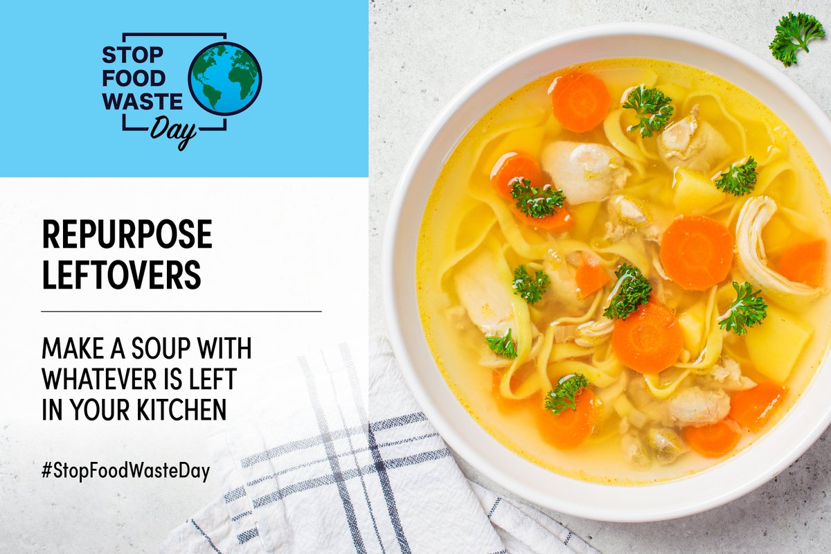 90% of us throw away food too soon. Why not make a soup with veggies/meats that is left in your kitchen? Just toss them in the blender with stock, milk, or cream. Vegetables like broccoli, carrots, cauliflower & potatoes are excellent for this! #StopFoodWasteDay @_StopFoodWaste_