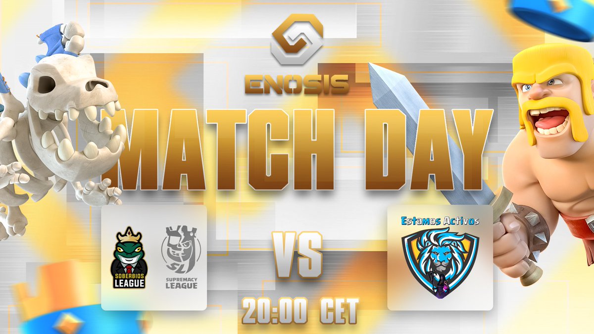 ▫️MATCHDAY▫️

🏆 <a href="/CR_Supremacy/">Supremacy League</a> Q1 F1
🆚 <a href="/EstamosActivoss/">Estamos Activos</a> 
🕗 20:00 CEST

First day of the qualifiers vs a familiar opponent, hopefully we pass day 1 with an easy win good luck to our opponents!

#OCOE