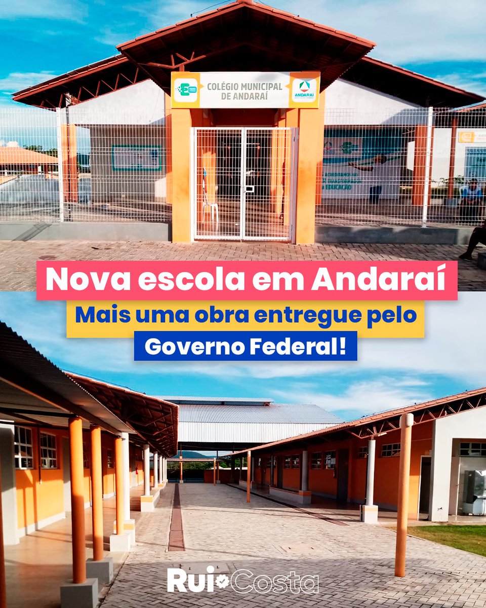 Esse aí é o novo Colégio Municipal de #Andaraí ✨, com 12 salas de aula para atender ao ensino fundamental. É uma das mais de 600 obras de educação entregues pelo governo do presidente @lulaoficial nos últimos meses! 👏