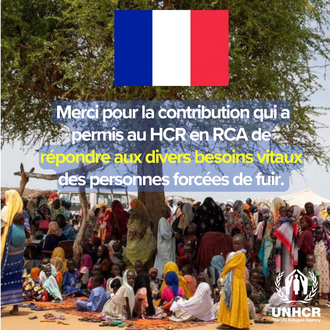 1 an après le début de la crise au #Soudan🇸🇩, nous remercions la @France 🇫🇷 pour son soutien généreux à la réponse du #HCR aux réfugiés en #RCA 🇨🇫 @FranceDiplo