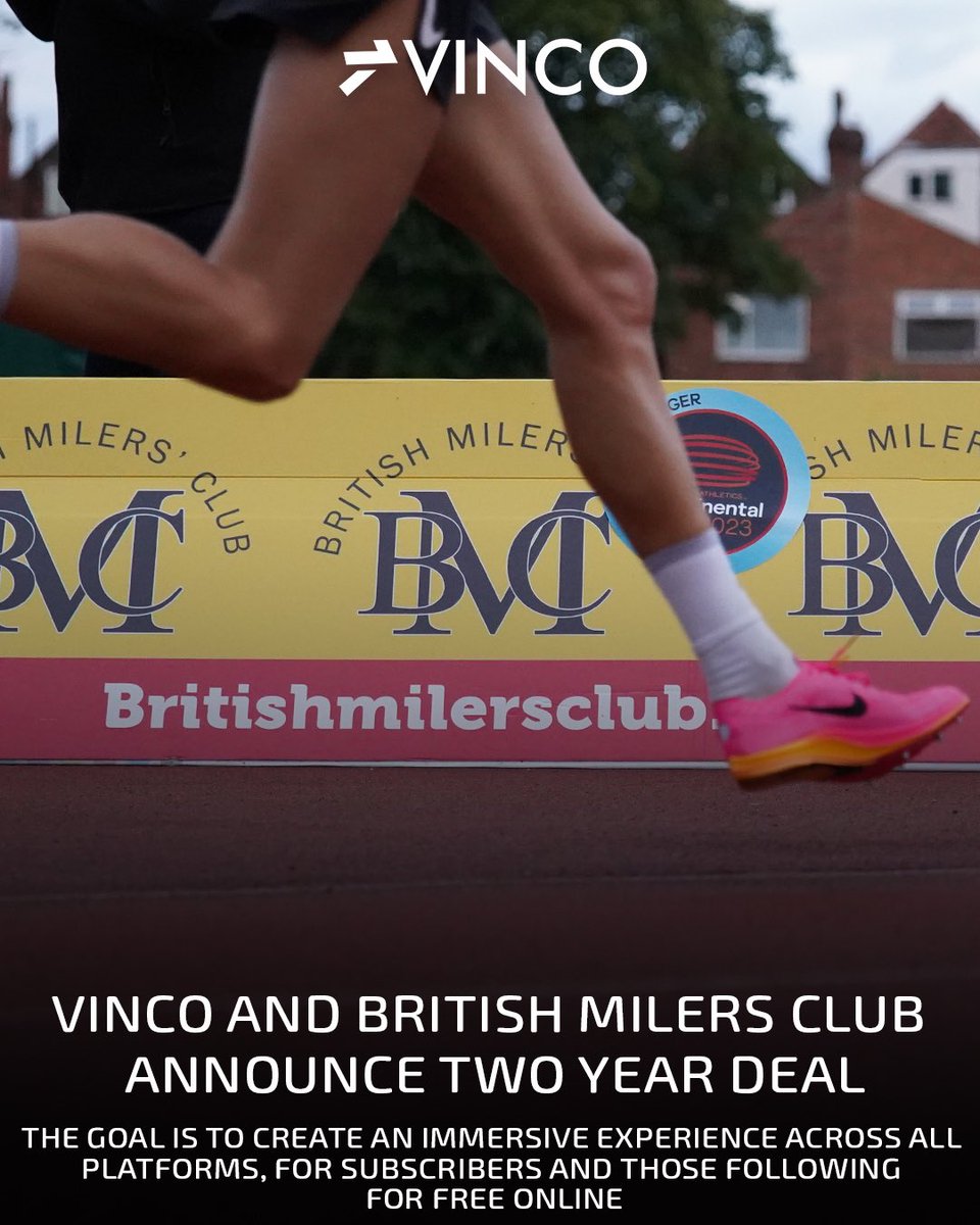 NEWS 📣 @BritishMilers GP to be broadcast LIVE on Vinco for the next 2️⃣ years 🤝 Bringing top-tier athletics to enthusiasts world-wide 🌎 Watch the every BMC Grand Prix meet and more than 150 events each year with a +Plus subscription 📺 💻 vincosport.com