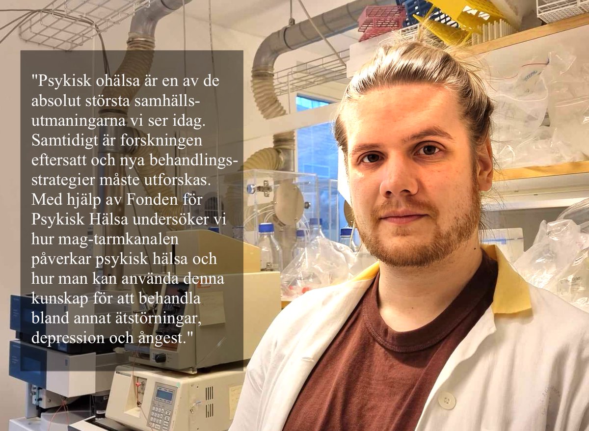 fondenpsykisk's tweet photo. Maximilian Tufvesson Alm är en av alla duktiga forskare vi delade ut stipendium till 2023. Han forskar om hormonet LEAP2 och mag-tarmkanalens koppling till psykisk ohälsa. Stöd vår kamp för mer forskning! Swisha din gåva till 123 900 75 01. https://t.co/heJnoKEXwm