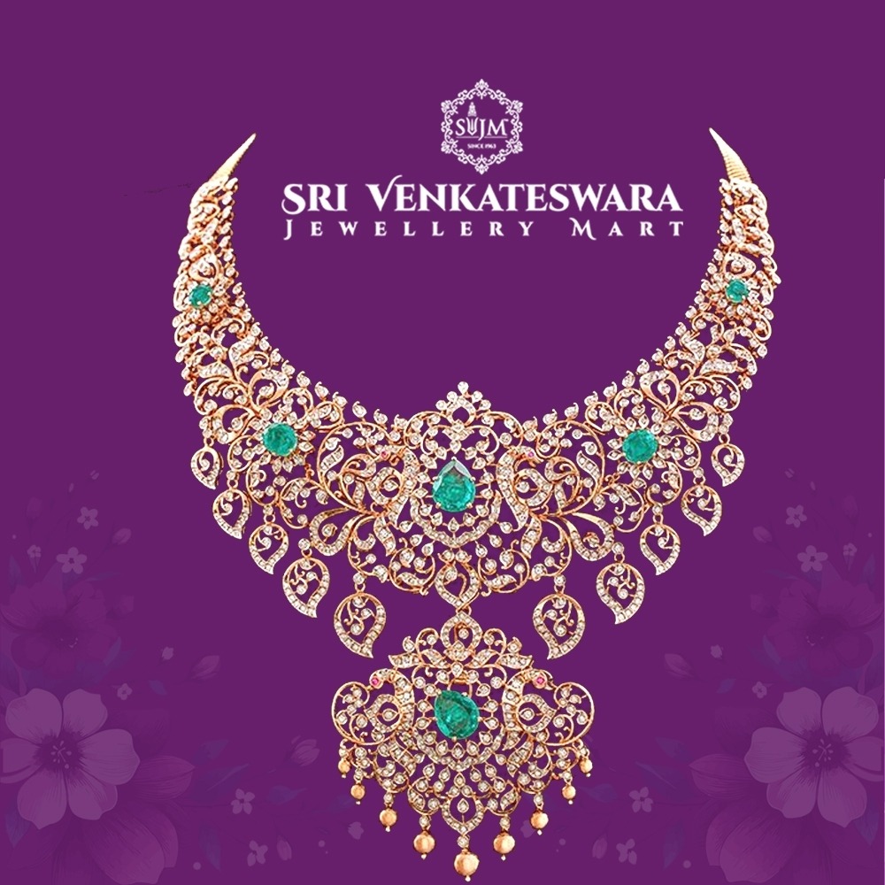 Make your special day truly unforgettable with the brilliance of a diamond necklace.

#SriVenkateswarajewellerymart #svjmtadepalligudem #necklace #diamondnecklace #trendingjewellery #bridaljewellery #jewellery #916hallmark