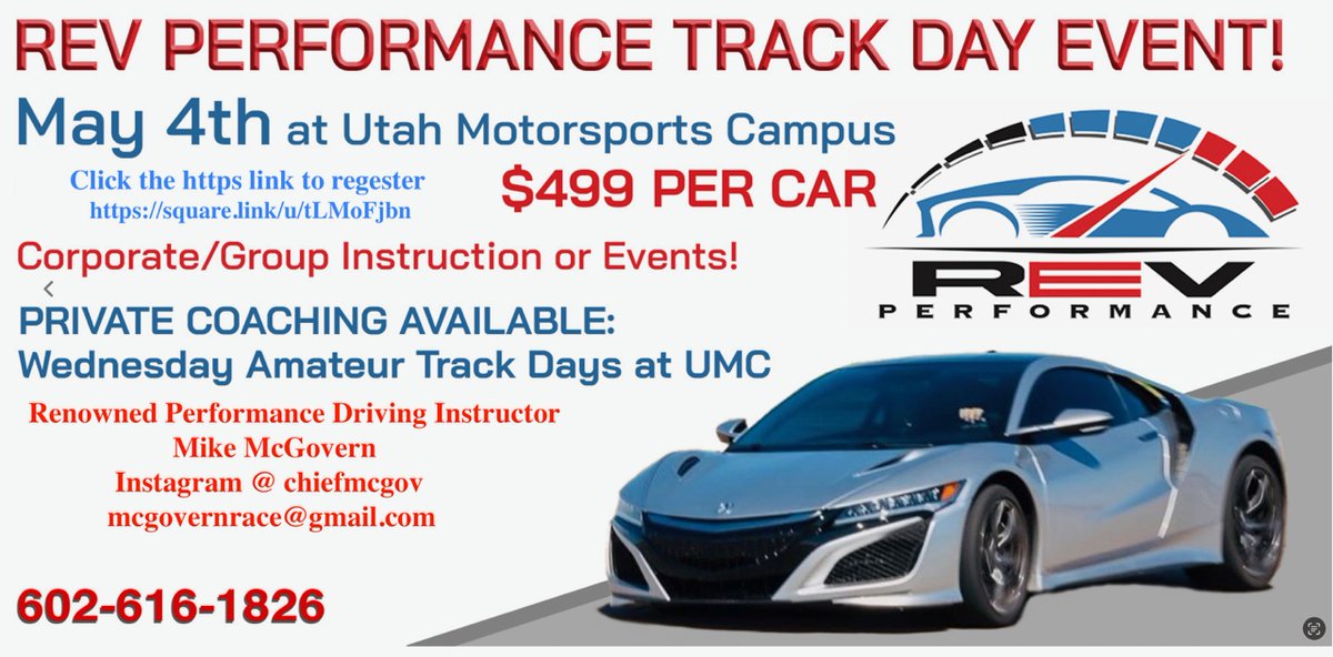 Do you want to register for the REV Performance Track Day Event on May, 4th? Entries now available ➡️: tinyurl.com/2zshw3ms #UMC | #FastFun | #YourMotorsportsPlayground