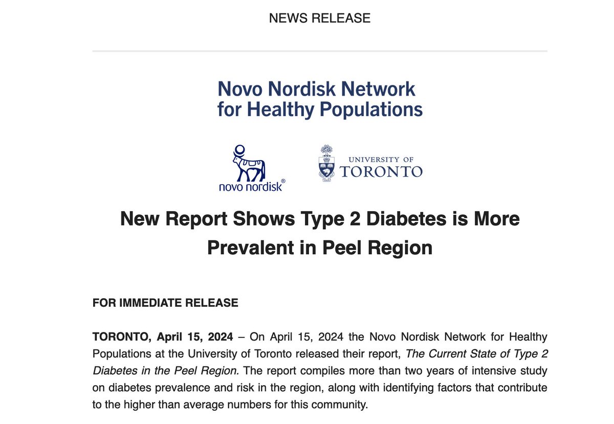 New Report Shows Type 2 Diabetes is More Prevalent in Peel Region, learn more. mailchi.mp/3baaf842a8f4/n…