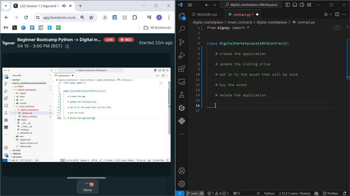 ganainmtech's tweet image. All go on the first ever #Python on Algorand BootCamp!

Let's go 🔥 @algodevs