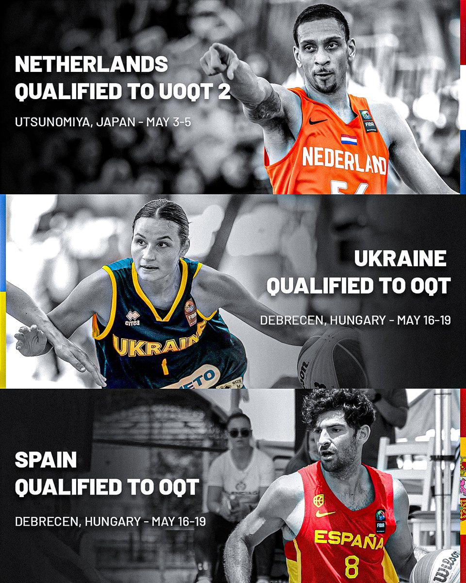 Following Latvia 🇱🇻 & Azerbaijan 🇦🇿's qualification to the Paris Olympic Games: 

▶️Netherlands 🇳🇱  get an spot in the UOQT 2 

▶️ Ukraine 🇺🇦 & Spain 🇪🇸 will play the OQT  

Full article ▶️ bit.ly/NEDUKRESPOQT

#3x3OQT