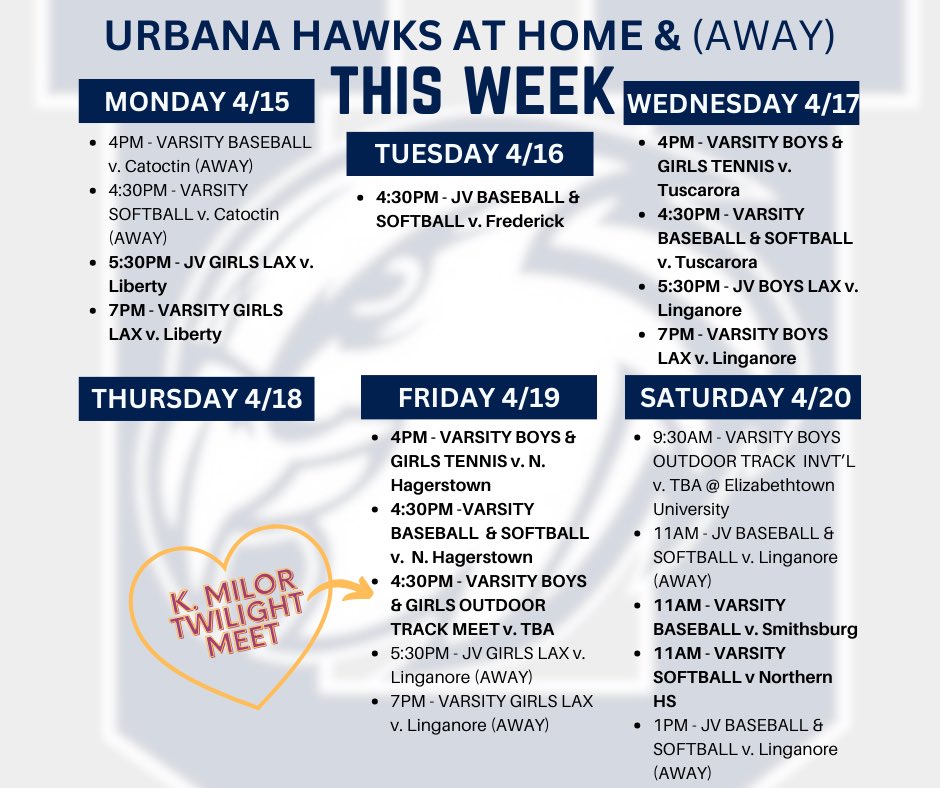 This week at the U! @UHS_FCPS @UHSBoosters