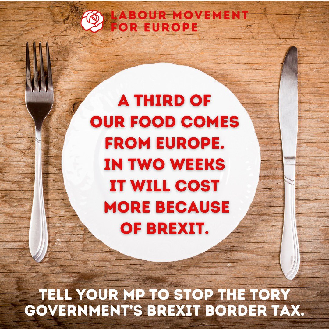 In two weeks time the government intends to charge for the costs of their own checks on food - find out more about the Brexit border tax and how you can help stop it here: labourmovementforeurope.uk/the_brexit_bor…