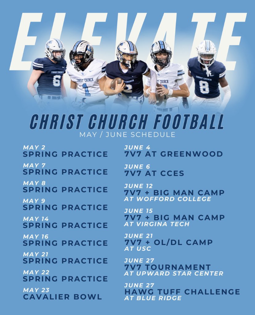 Going into the Spring @ccesfootball, we have five guys with D1 offers. I am proud of these young men and their hard work and dedication to better themselves. We’re elevating year after year. @jackson_repp @JudeDavisHall @TuckerHendrix4 @AsaHatfield3 @BigMichaelBig13 @HatfieldQuin
