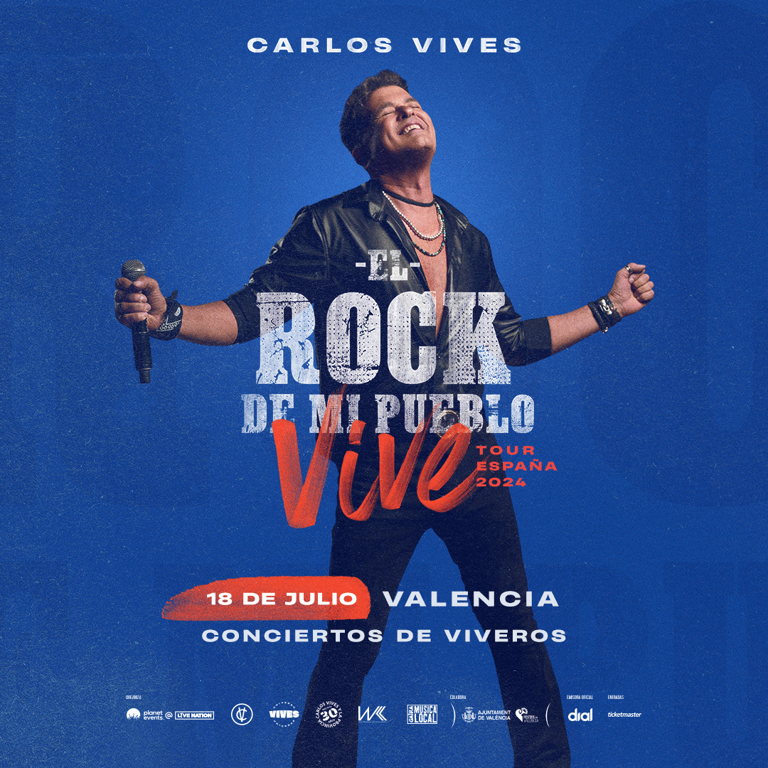 🍃@carlosvives actuará el 18 de julio en los Conciertos de #Viveros 🍃, dentro de la Gran Feria de julio de Valencia, presentando su gira “El rock de mi pueblo vive” ❤️‍🔥 Consigue tus entradas🎫 bit.ly/4aWpMgm