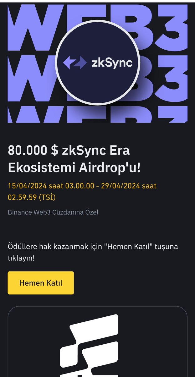 Vee #zksync geliyor. #binance #web3 tarafında airdrop yapıyor tabiki bizim airdroplarda yolda.