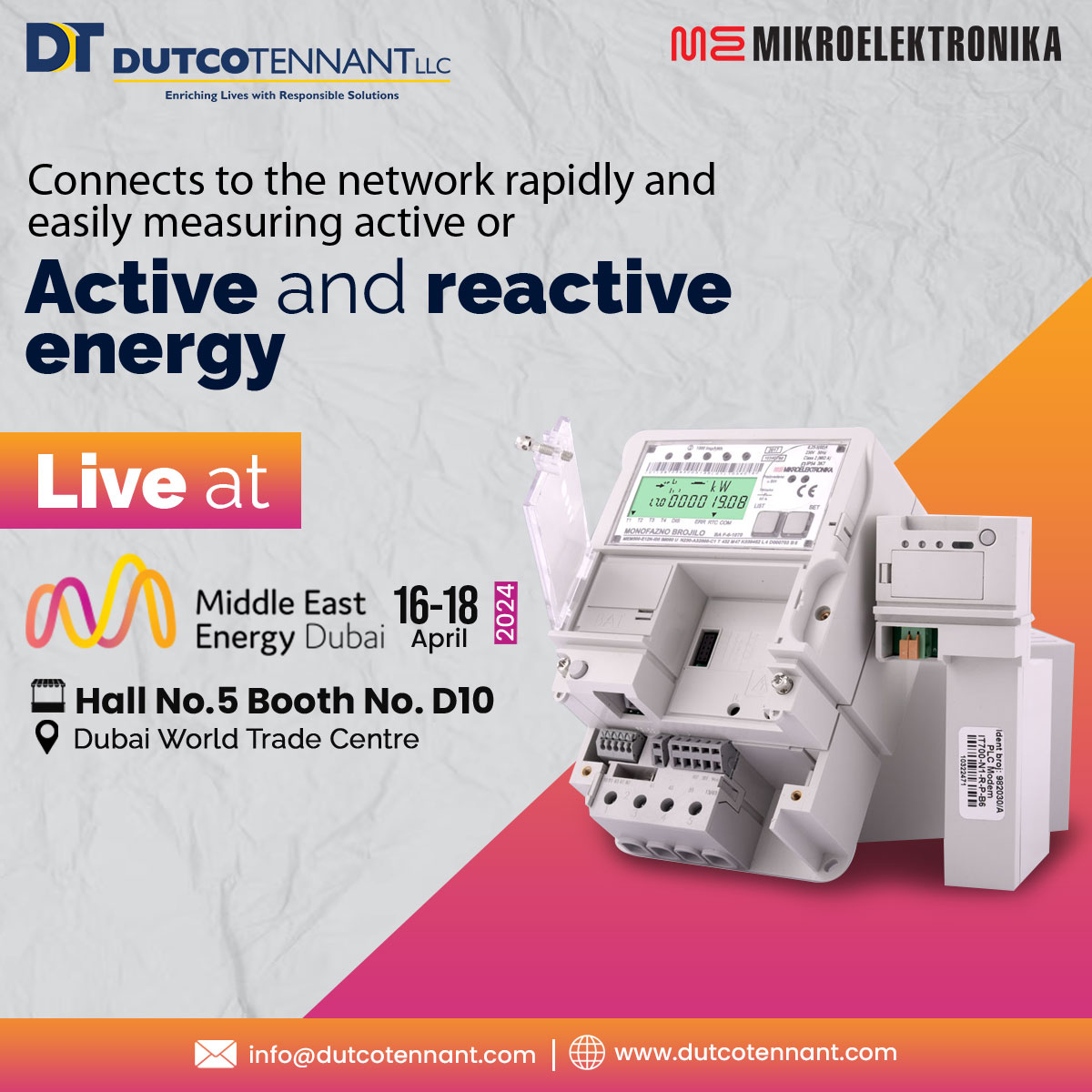 Dutcotennant's tweet image. Never miss a beat when it comes to keeping an eye on energy consumption. From our partner #Mikroelektronika, the 𝐌𝐄𝐓600 is a three-phase electricity meter for direct connection. Visit shorturl.at/kyMPQ for our showcase info.  #MEE2024 #DutcoTennantLLC #energyefficiency