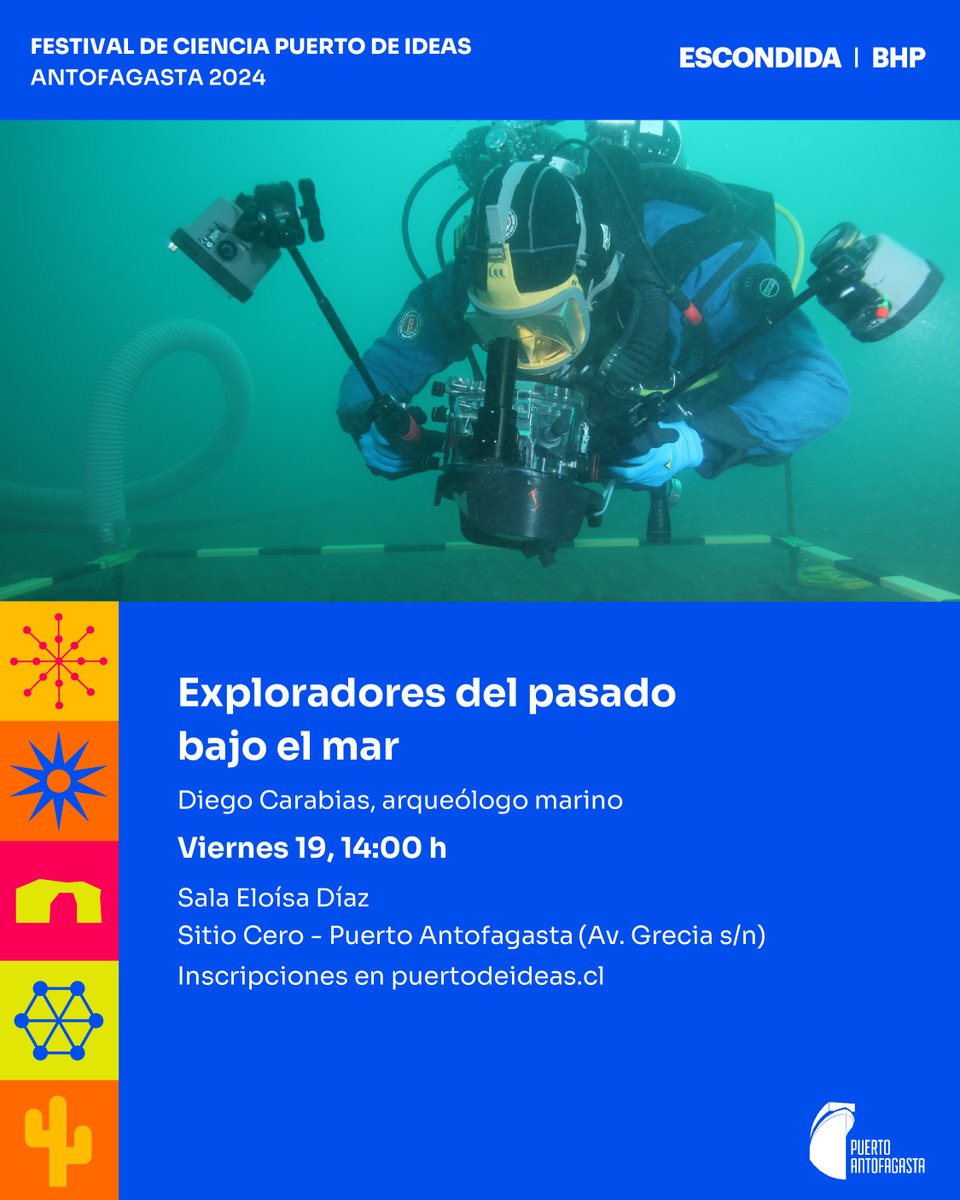puertodeideas's tweet photo. ¡Descubre los misterios que habitan el fondo del mar en #PuertodeIdeasAntofa2024 🌊!

El arqueólogo marino Diego Carabias guiará un viaje a las investigaciones que se realizan en las profundidades del océano 🌊

Inscríbete y consigue tus entradas 👉 https://t.co/CYw2GaDolt https://t.co/mTXEMRfopE