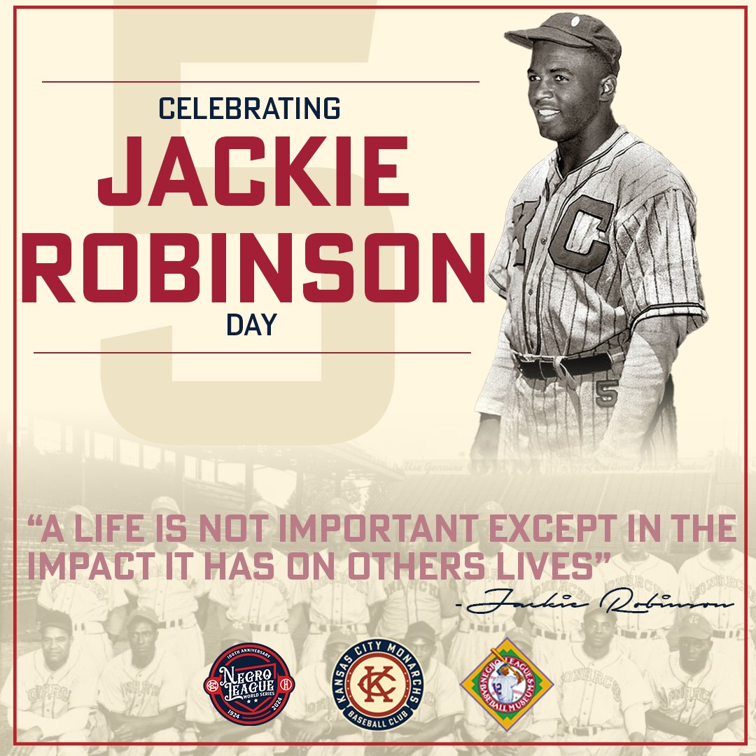 The American Association Kansas City Monarchs honor the legacy of Jackie Robinson who broke the color barrier in baseball and changed the game forever. Today, the world of baseball tips their caps to the former Kansas City Monarch and legend, Jackie Robinson. Thank you, Jackie.