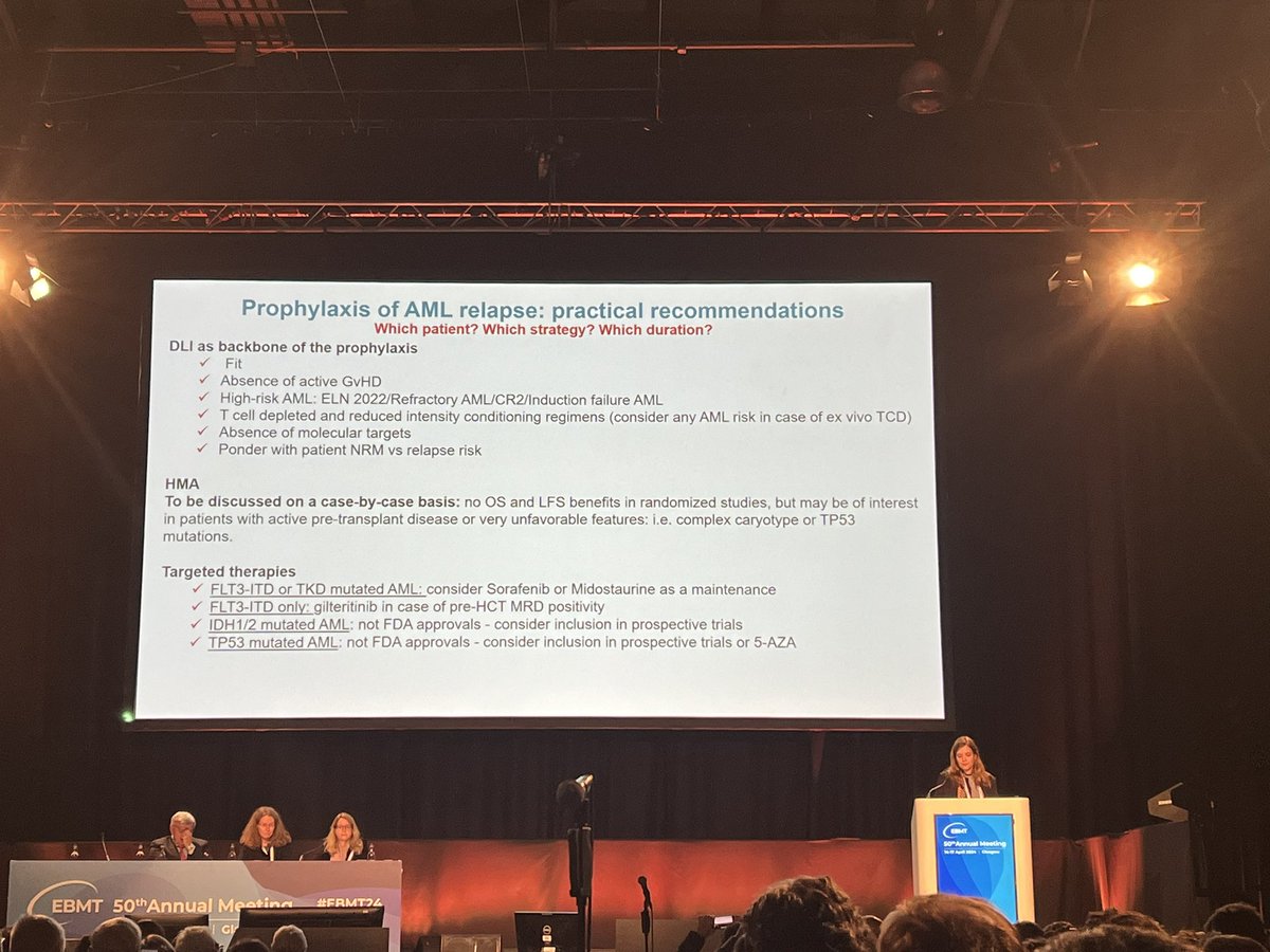 Do you wanna know everything about management of AML relapsing post-HCT ? A full room for a terrific talk by @pagliuca_simona at #EBMT24 @TheEBMT @TheEBMT_Trainee @TheEBMT_CTIWP