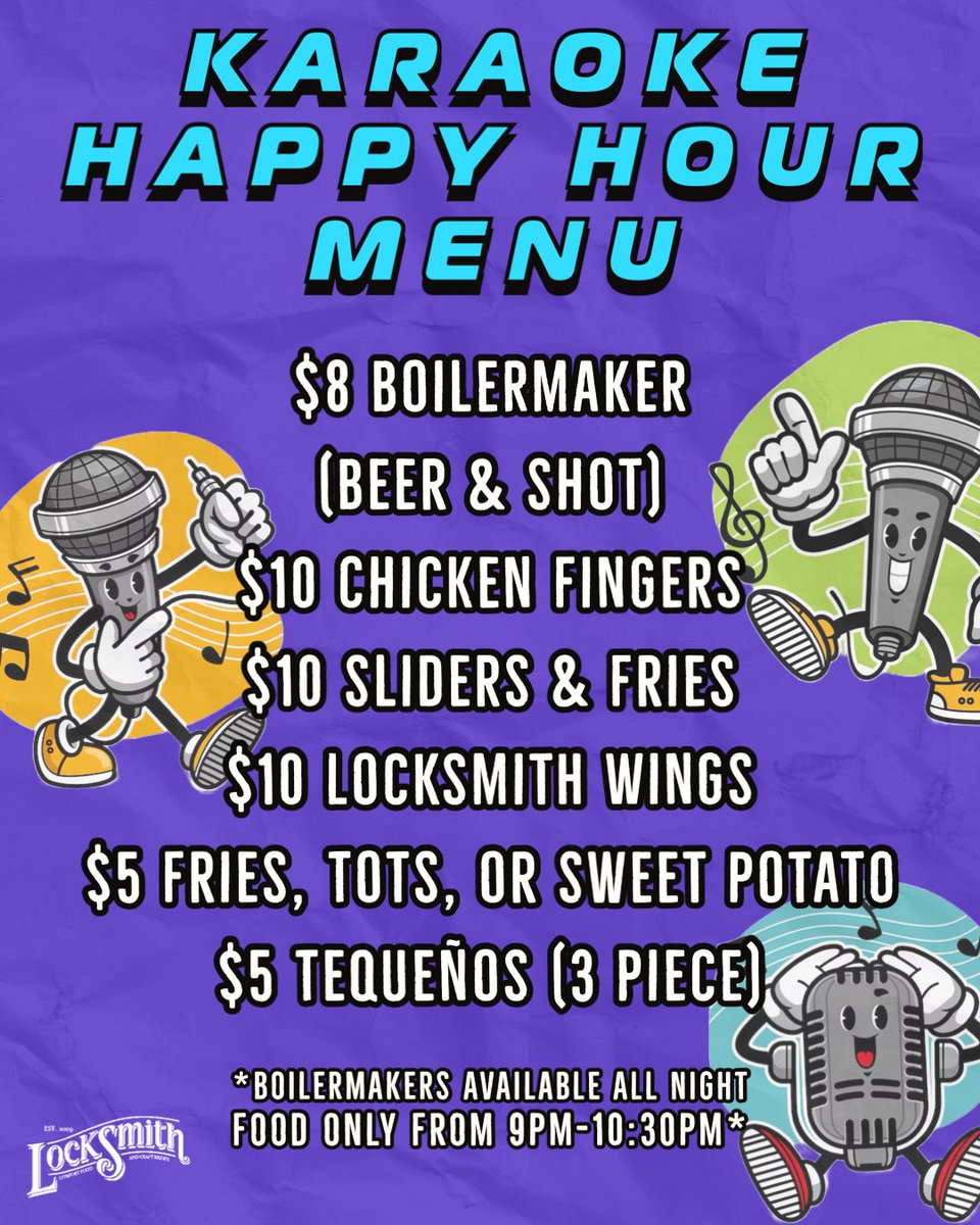This Thursday, lock in your early weekend plans with Chelo! Karaoke is back to kick off the spring/summer season at @locksmithbar  Also we debut the new “Karaoke Happy Hour” menu! You know how we get down Thursdays. We hope to see you all, let’s boogie🎤