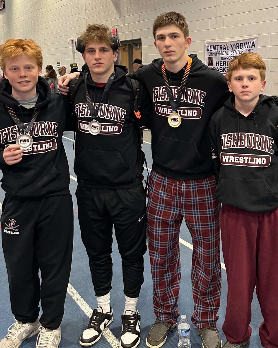 Wrestling Coach Terry Waters- 'A good day at the office, Jr. Hunter Wagner leads way earning the Gold Medal, while sophomore Ryan Barone brings home the Silver. 8th grader Larkin Williams also brought home the Silver Medal and 8th grader Shingler placing 4th.'