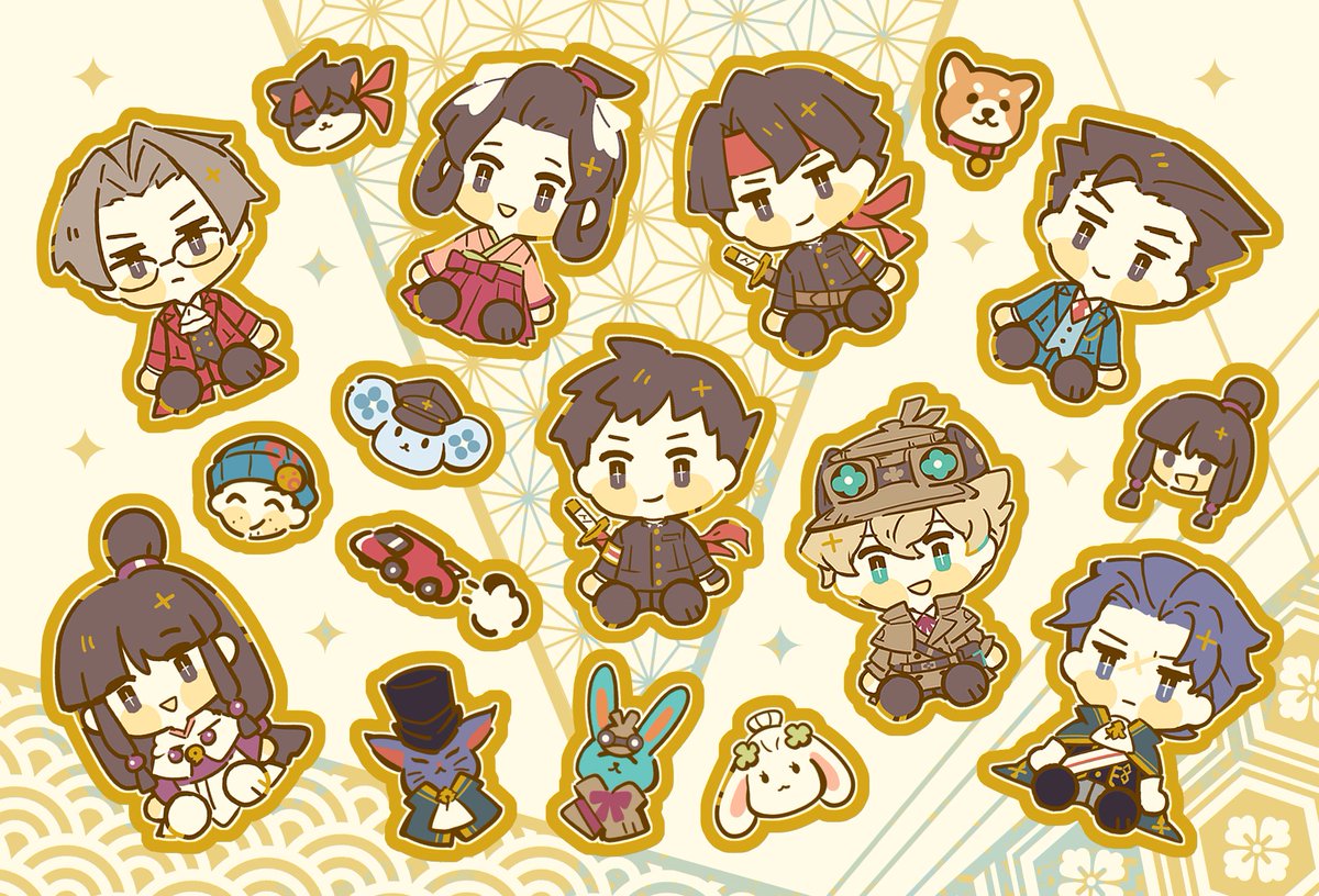 Ace Attorney + DGS sticker sheets for the upcoming omamoris!! had to split it into 2 smaller sheets to preserve sanity lol