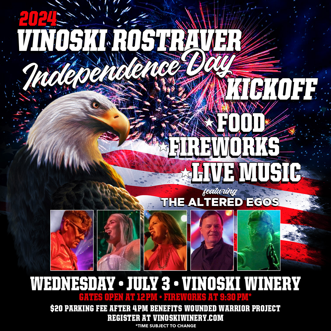 NEW SHOW 🚨 2024 Vinoski Rostraver Independence Day Kickoff featuring The Altered Egos at @VinoskiWinery on July 3rd! ⏰ Tickets are available now! 🎟️ bit.ly/TheAlteredEgos…