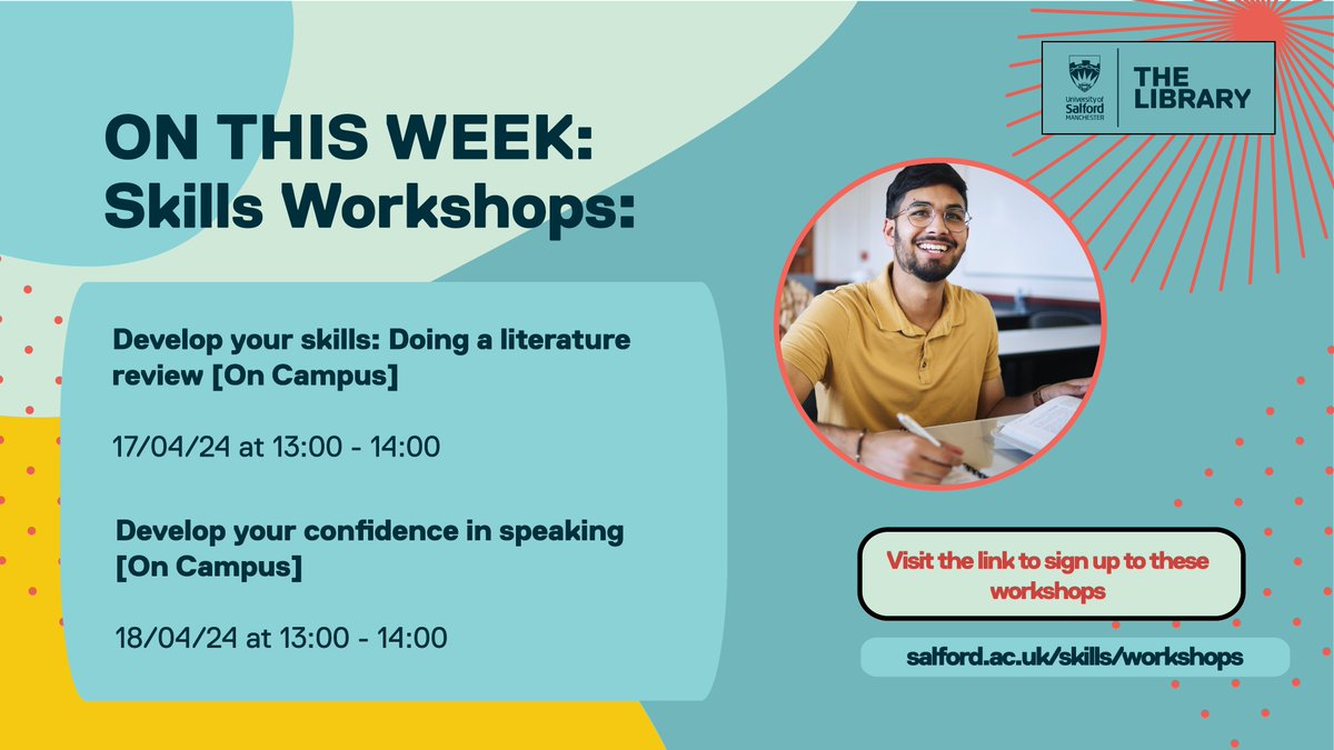 TheLibraryUoS's tweet image. 📚 Unlock Your Potential with Our Library Skills Workshops! Check out this week's lineup and level up your skills. 

Secure your spot by clicking the link below⬇️#Workshops #LibrarySkills 🌟

➡️➡️bit.ly/4cUSa4t