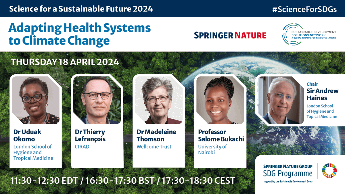To mark Earth Month 2024, this year's Science for a Sustainable Future will consist of three separate panels on SDG topics. This first panel on April 18 will look at the connection between human, planet and animal health. Learn more and register here: springernature.com/gp/researchers…