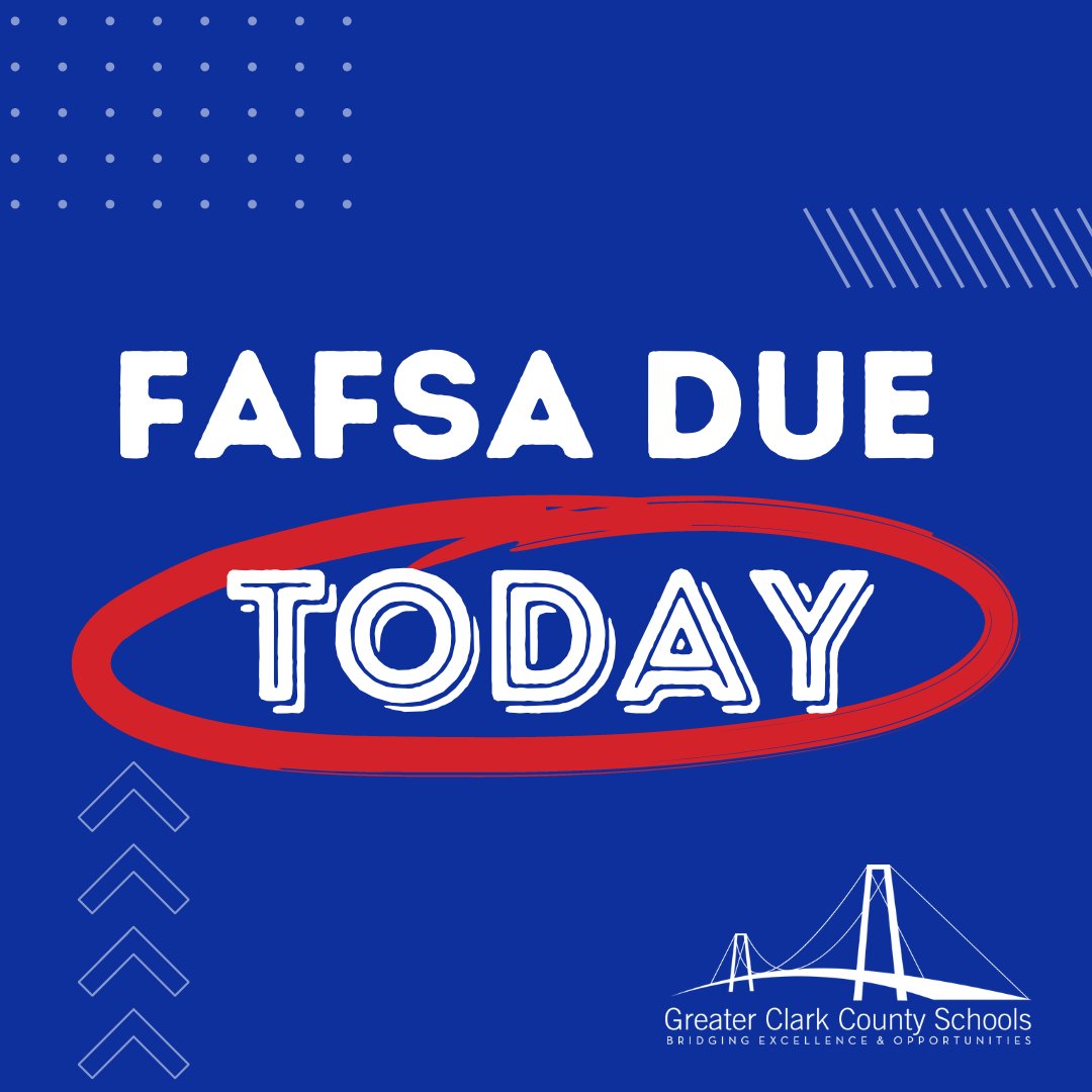 ❗ IMPORTANT FAFSA ANNOUNCEMENT ❗ 🗓️ Today is the deadline for FAFSA Applications! If you haven't already, make sure to submit your FAFSA form by the end of the day. If you have any last-minute questions please contact your school counselor TODAY! #FAFSA #DeadlineDay 🎓