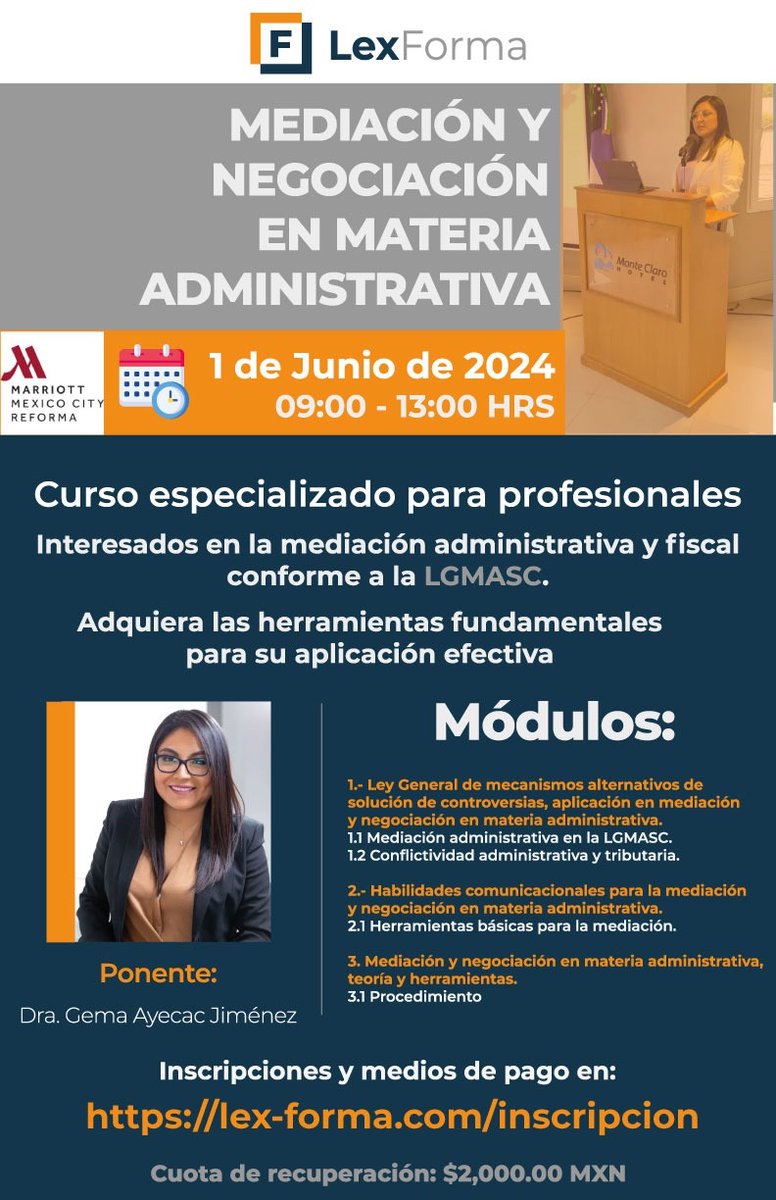 Nos vemos el 1º de junio en el curso de Mediación Administrativa! La inscripción en lex-forma.com/mediación-y-ne…

Excelente semana! ☀️