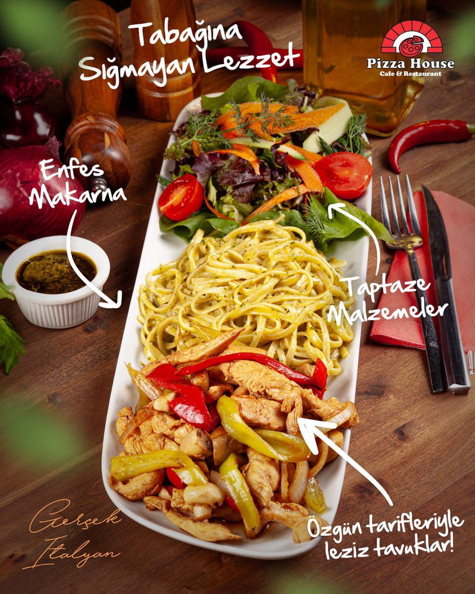 Muhteşem bir lezzet şölenine ne dersiniz. Özgün tarifiyle, tap taze sebzeleri ve sunumlarıyla işte Tabağına Sığmayan Lezzetlerimiz. Afiyet Olsun. #pizzahouse #gerçekitalyan #anayemek #tabağınasığmayanlezzetler