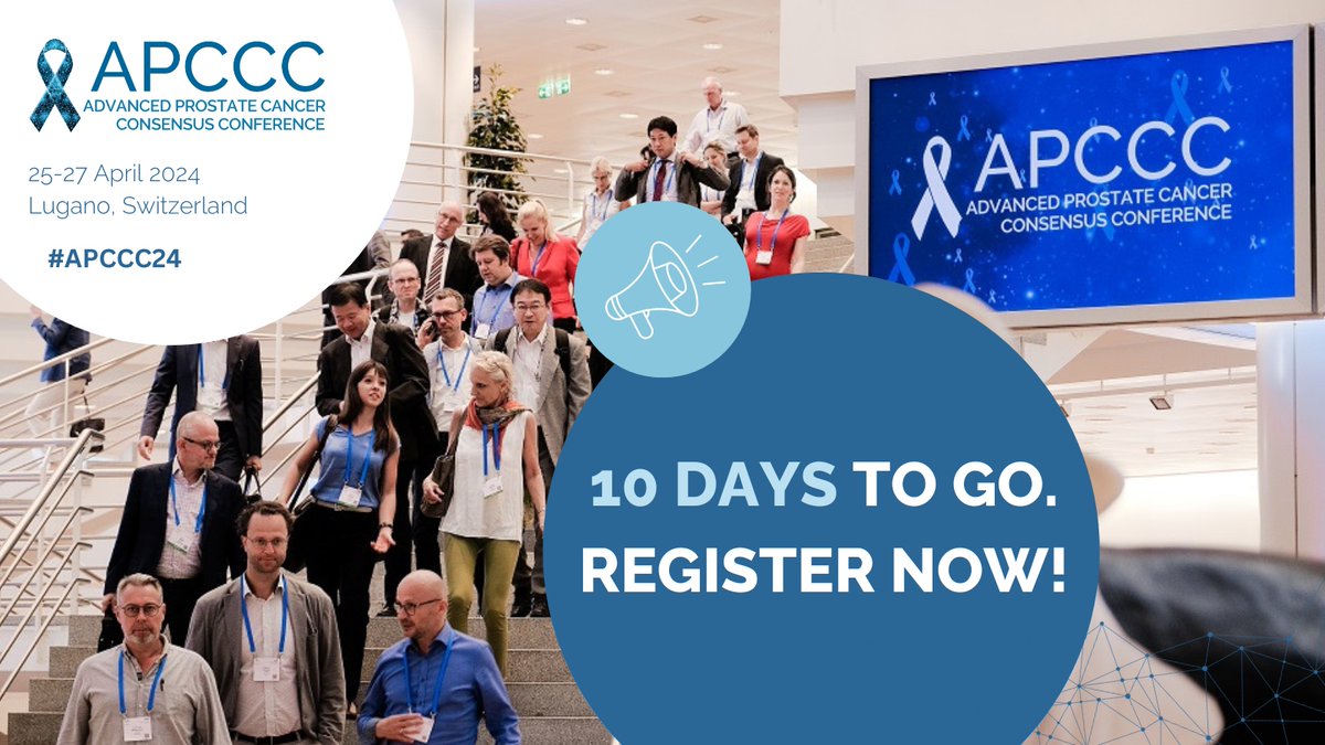 Just 10 days left until #APCCC24! Join us to shape the future of advanced #prostatecancer care with world-leading experts. Forge vital consensus on crucial strategies. Don't miss out! 👉 Register now: (link in bio ☝️) #Oncology @urotoday @OncoAlert @Silke_Gillessen @AOmlin