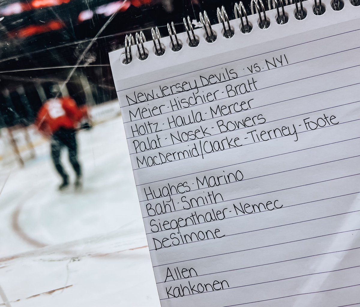 Here’s your #NJDevils morning skate lines and pairings for Game 82. • Tomas Nosek appears good to go • Allen starts • We’ll see during warmups how that 4th line plays out.