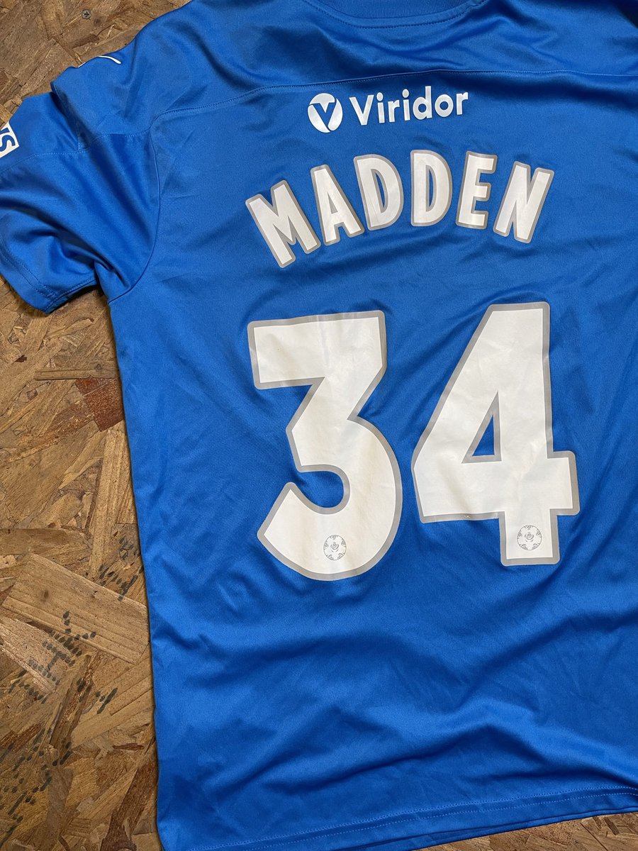 countyshirts's tweet photo. Since @Paddymadden joined us just over three years ago we’ve had two promotions. He won Player of the Season and Players Player of the Season in 21/22, as well as leading us out at Wembley and giving us some of the greatest moments in living memory, especially against Solihull 🦫 

He’s one of only 14 post-war players to have won two promotions with us. It’s hard to think of a player who has had more of a positive impact on the club than Paddy in recent times. The star man 💫.

This is his worn home shirt from when he joined in 20/21. No SCAN number, as was the case with most late-season arrivals. I got this directly from the club in summer 2021 as his player sponsor.