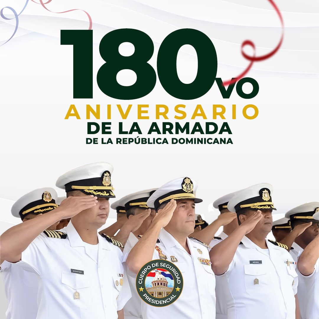 El Cuerpo de Seguridad Presidencial (CUSEP) felicita a nuestra Armada de la República Dominicana en su 180 Aniversario. Gracias por su dedicación en proteger nuestras costas y defender nuestra soberanía. 

<a href="/ArmadaRepDom/">Armada de República Dominicana</a>